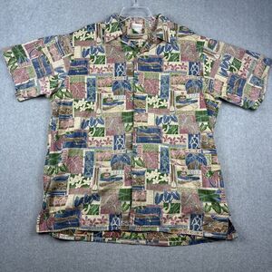 Vintage Barefoot In Paradise Shirt Mens XL Tall AOP Tribal Hawaiian Tropical USA